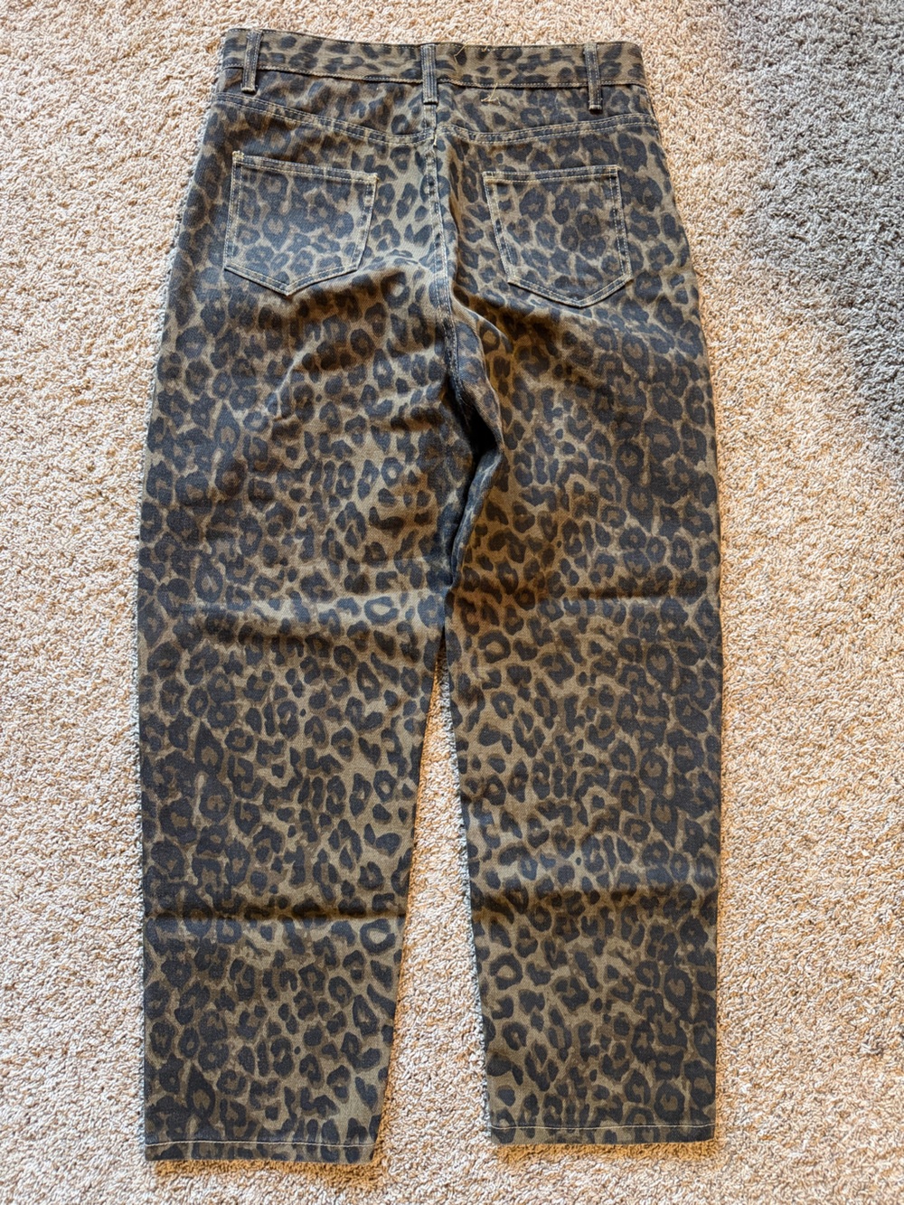 Leopard Print Cropped Women's Pants - Brown